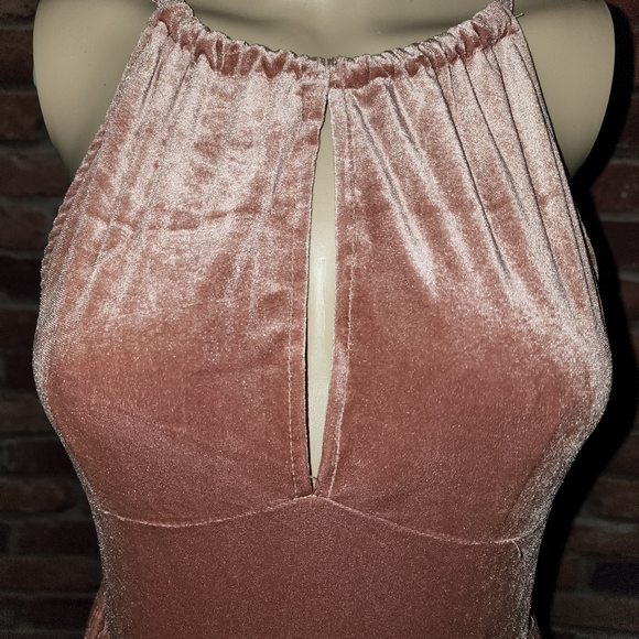 Pink Velvet Maxi Halter Dress Large  NWOT - Picture 5 of 5